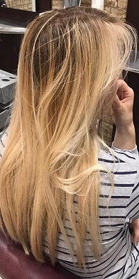 before hair cut and color